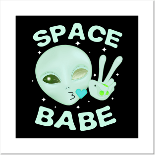 Space Babe - Green Posters and Art